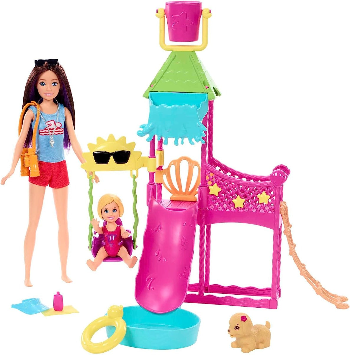 Buy Barbie Skipper Doll And Waterpark Playset With Working Water Slide And Accessories | Yallatoys.com