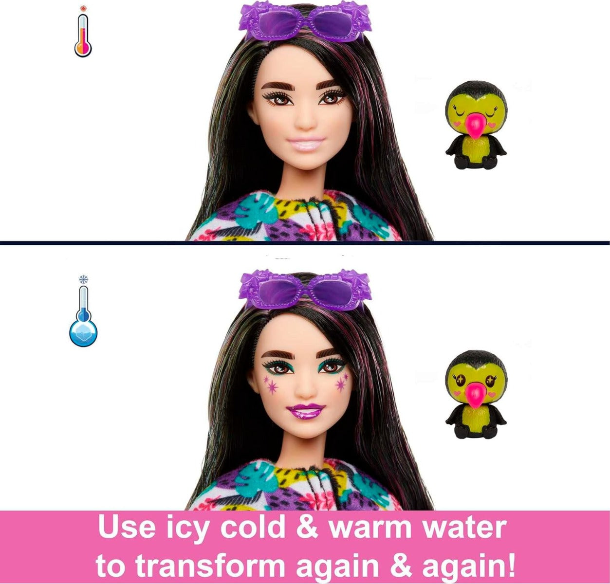 Buy Barbie Cutie Reveal Fashion Doll Jungle Series Toucan Plush Costume with 10 Surprises Including Mini Pet & Color Change | Yallatoys.com