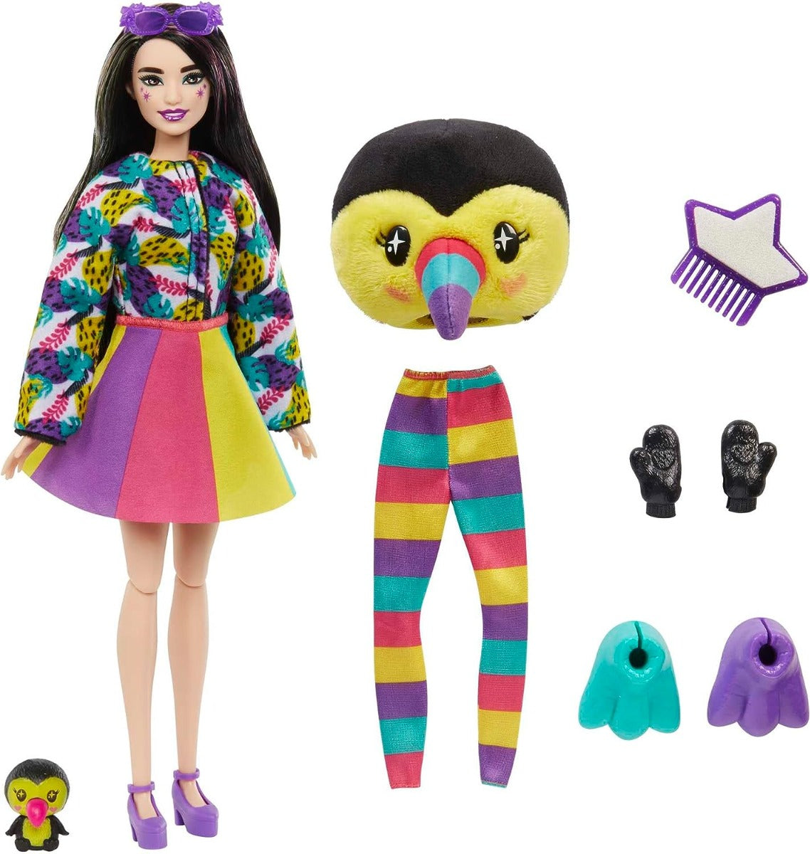 Buy Barbie Cutie Reveal Fashion Doll Jungle Series Toucan Plush Costume with 10 Surprises Including Mini Pet & Color Change | Yallatoys.com