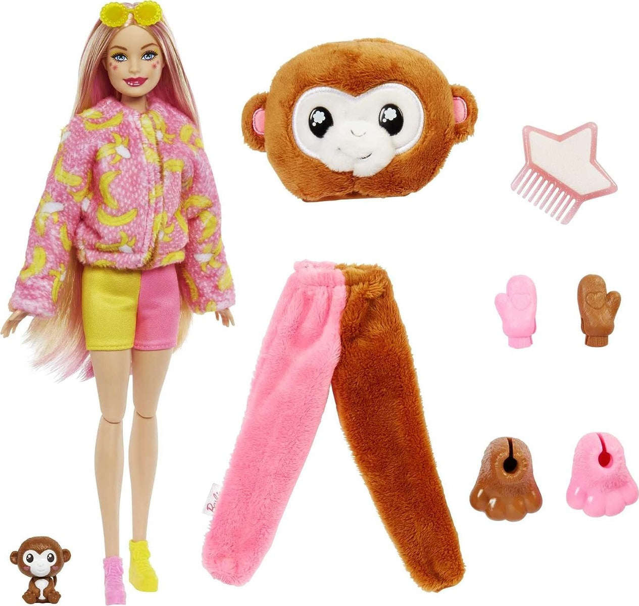 Buy Barbie Cutie Reveal Fashion Doll Jungle Series Monkey Plush Costume with 10 Surprises Including Mini Pet & Color Change | Yallatoys.com