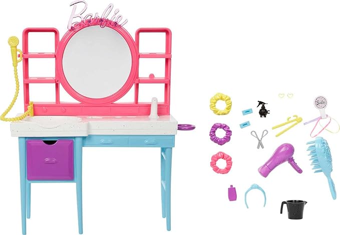 Buy Barbie Doll And Hair Salon Playset with 15 Styling Accessories And Furniture | Yallatoys.com