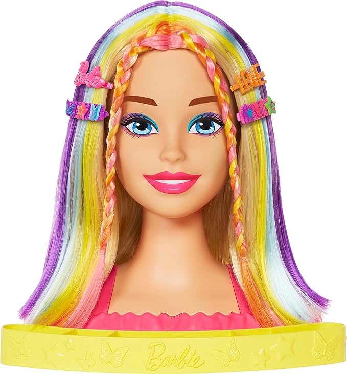 Buy Barbie Neon Rainbow Deluxe Styling Head Blonde Hair | Yallatoys.com