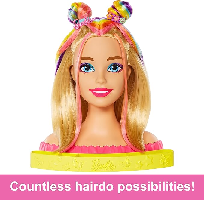 Buy Barbie Neon Rainbow Deluxe Styling Head Blonde Hair | Yallatoys.com