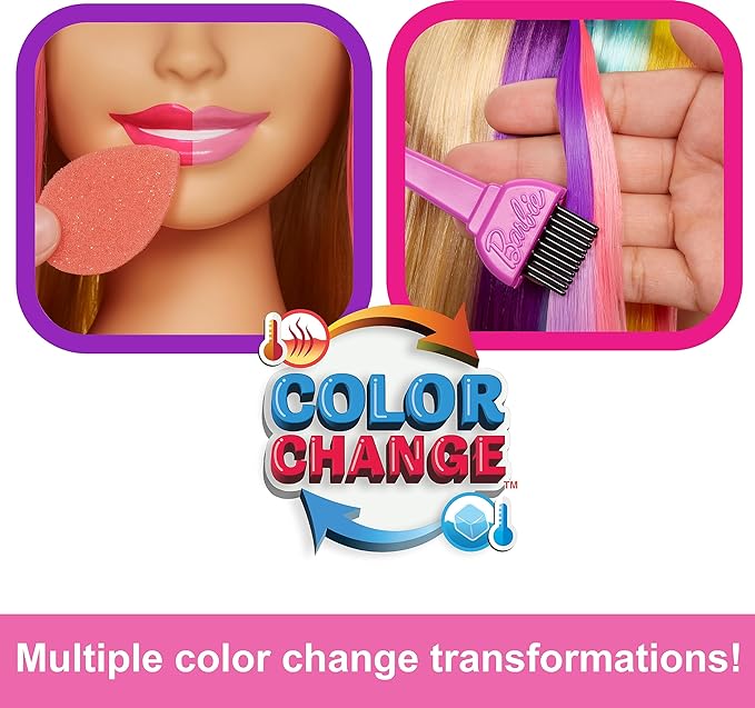 Buy Barbie Neon Rainbow Deluxe Styling Head Blonde Hair | Yallatoys.com