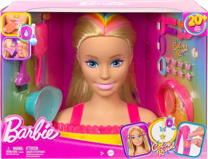 Buy Barbie Neon Rainbow Deluxe Styling Head Blonde Hair | Yallatoys.com