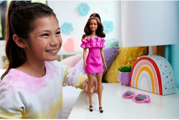 Buy Barbie Fashionistas Doll Pink Ruffle Sleeves Dress | Yallatoys.com