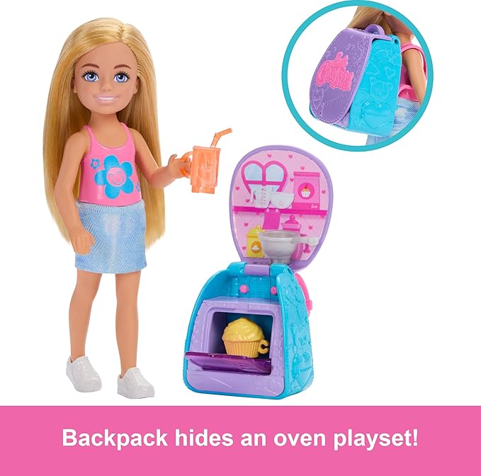 Buy Barbie Family And Friends Cupcake Baking Backpack Blonde Chelsea Doll | Yallatoys.com