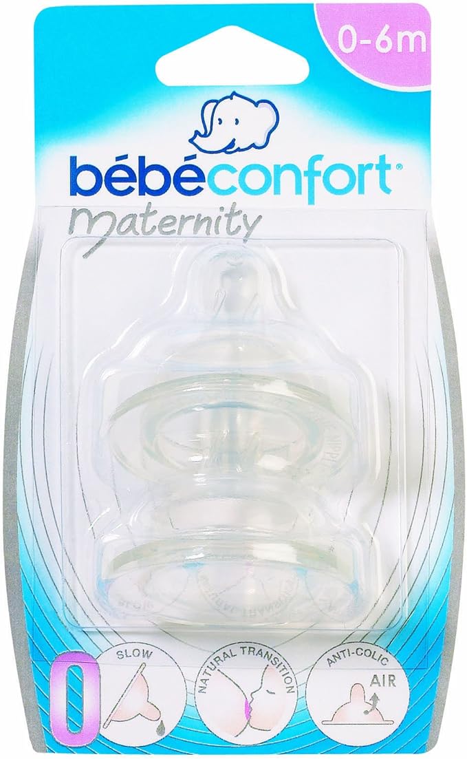Bebeconfort Wide Base Feeding Teat Silicone Transition - Size 0 - Pack Of 2 Bebeconfort Yallatoys