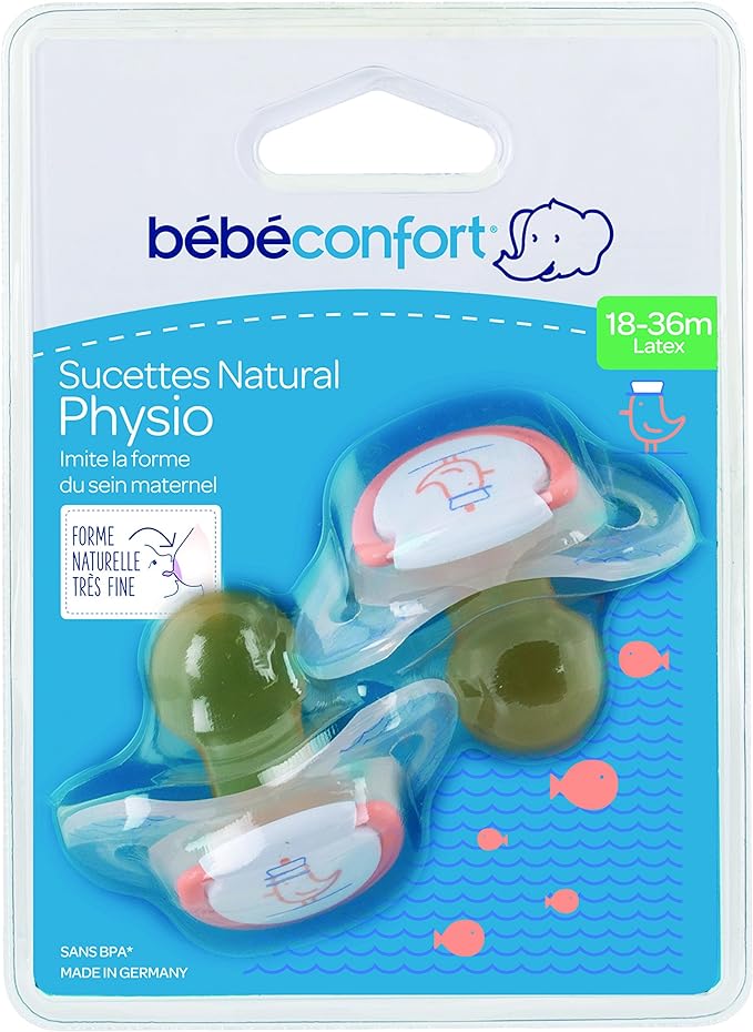 Bebeconfort Natural Physio Soothers Natural Rubber Navy 6-18 X2 Bebeconfort Yallatoys