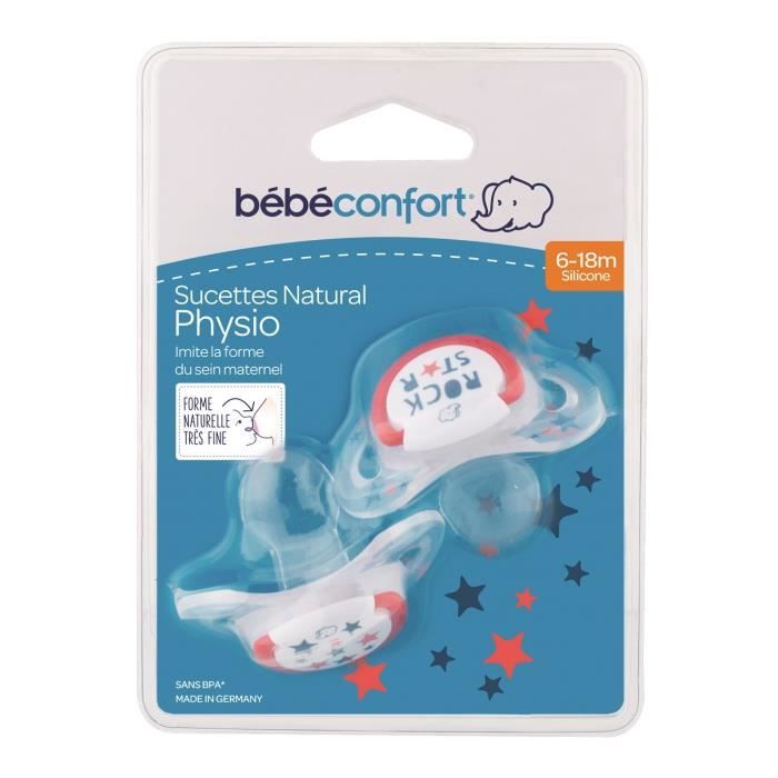 Bebeconfort Natural Physio Dummy Silicone Rebel Rules Rock Sta6/18 Pack Of 2 Bebeconfort Yallatoys