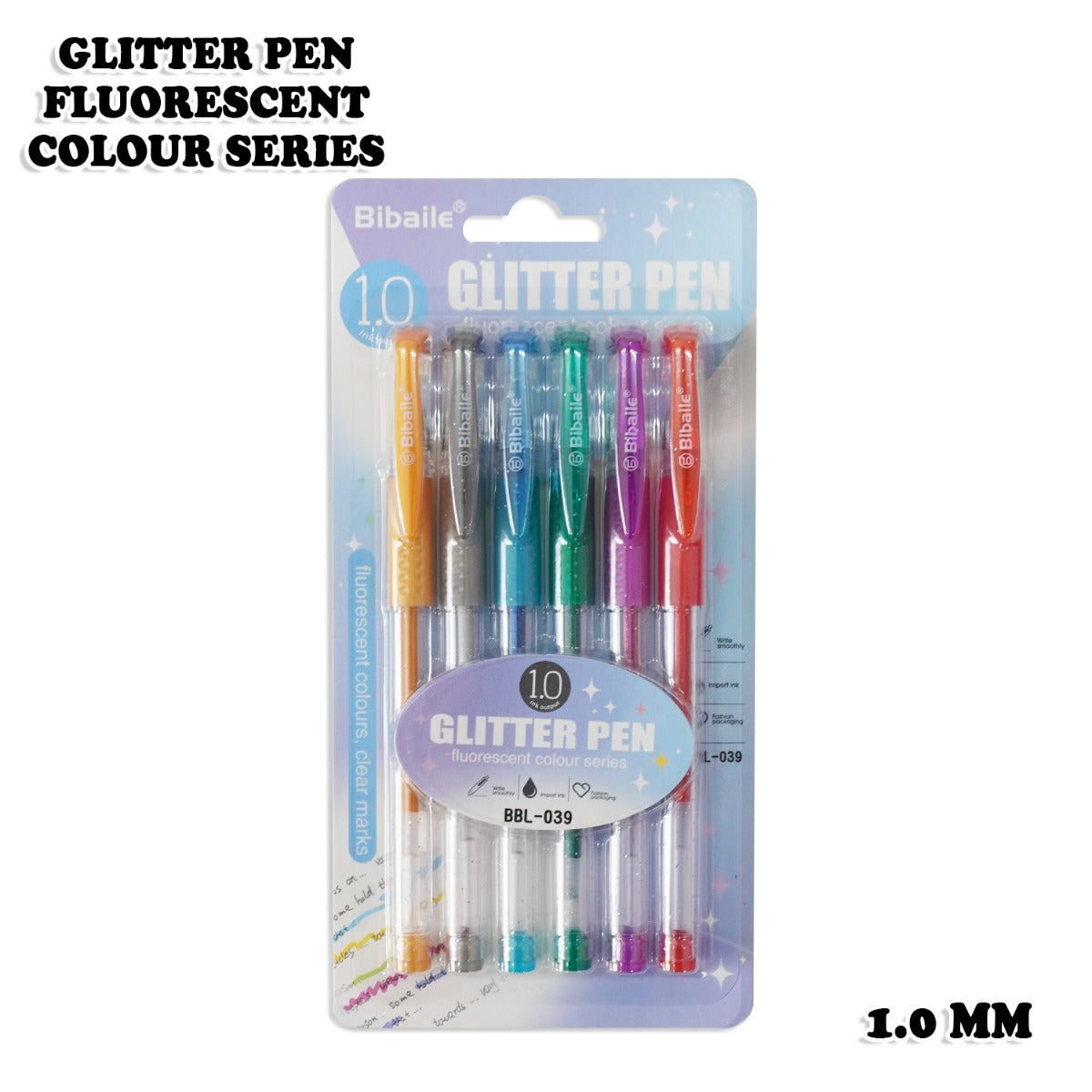 Buy Bibaile Glitter Pen 6 Pcs Card | Yallatoys.com