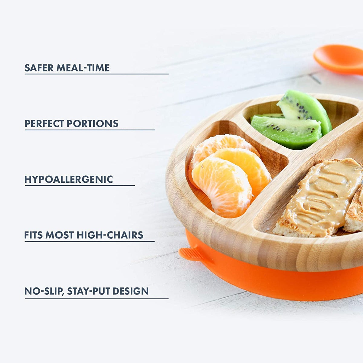 Avanchy Bamboo Suction Classic Plate + Spoon Bl Avanchy Yallatoys