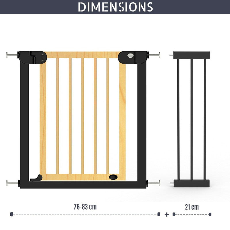 Baby Safe Wooden Safety Gate  21cm Black Extension - Natural Wood Baby Safe Yallatoys