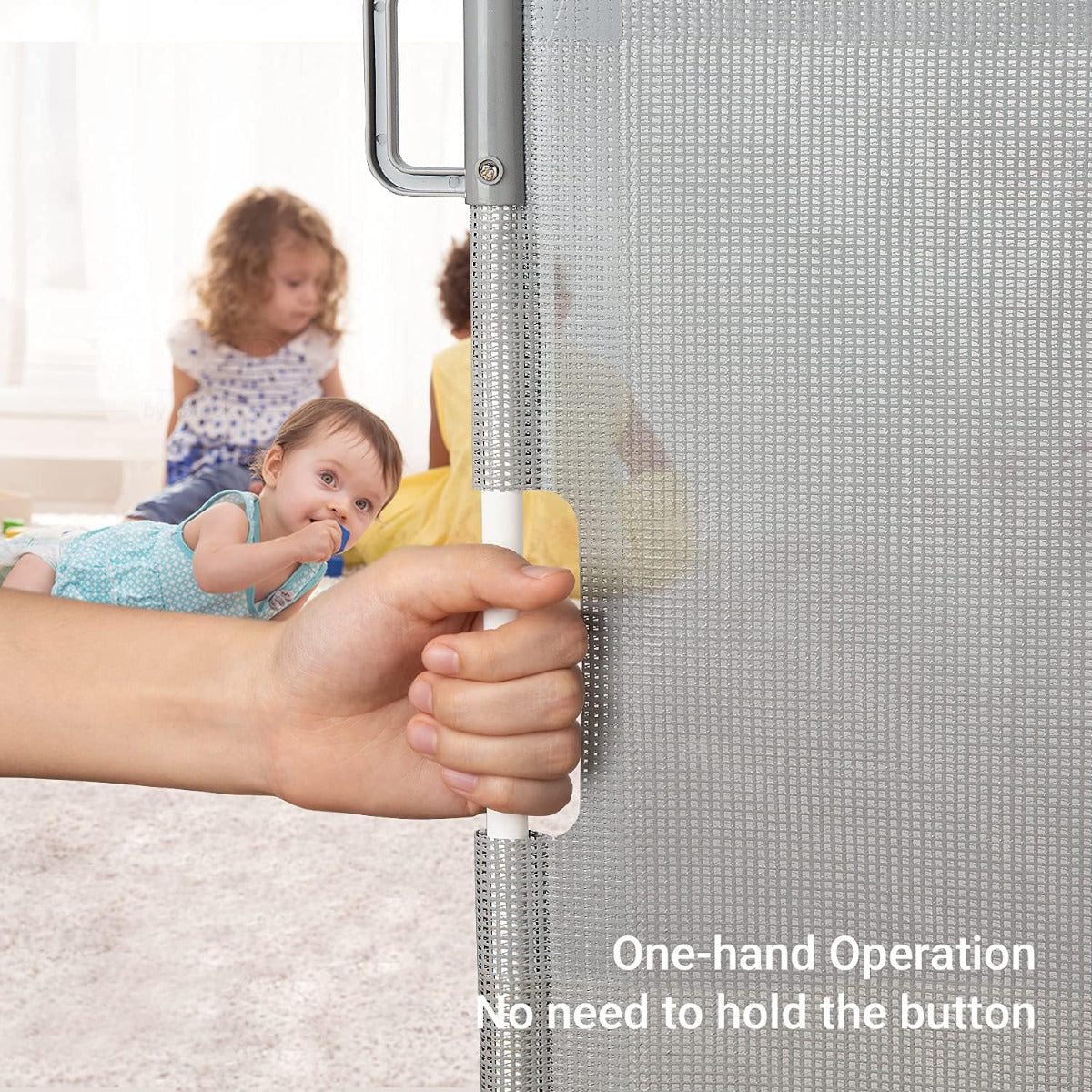 Baby Safe Retractable Mesh Gate Grey 180cm Baby Safe Yallatoys