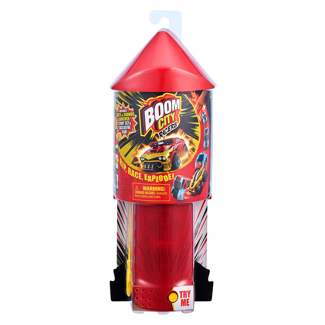 Buy Boom City Racers Starter Pack-Rip Race and Explode on Impact Lights and Sounds Launcher with Stunt Set Amazing Stunts | Yallatoys.com