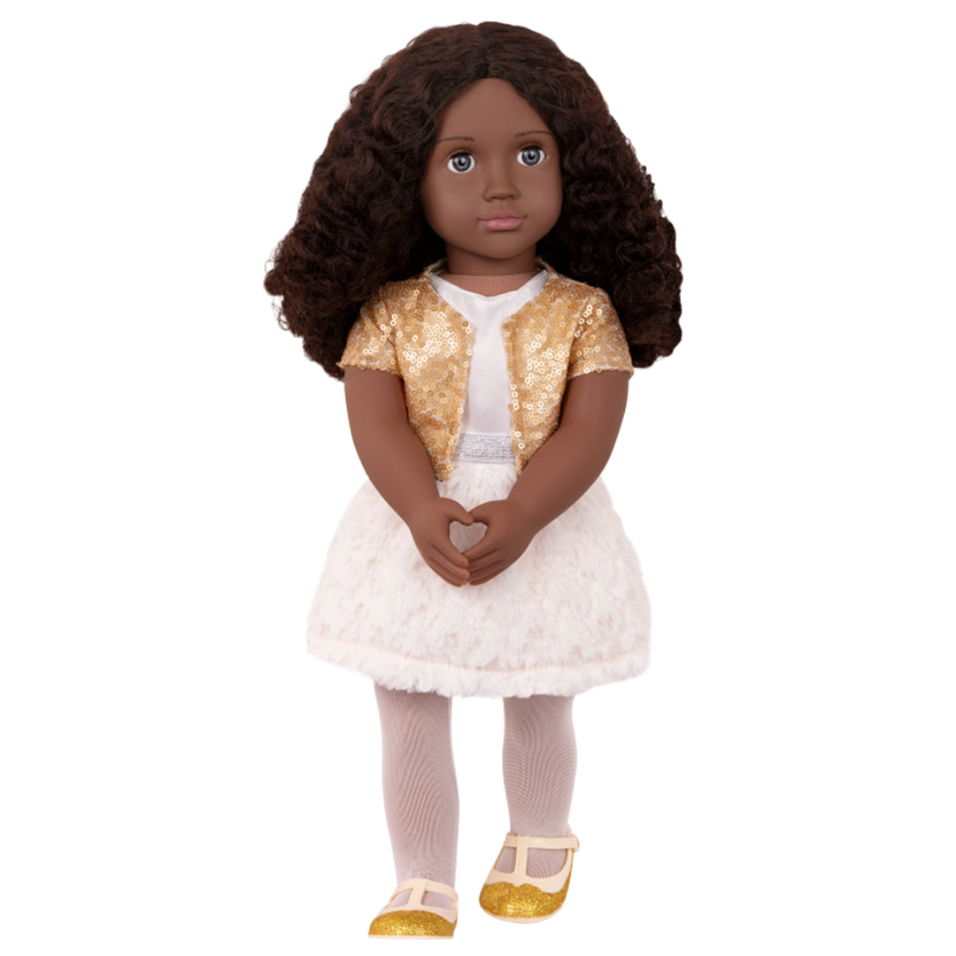 Buy Our Generation Doll with Dress & Gold Sequin Cardigan, Haven | Yallatoys.com