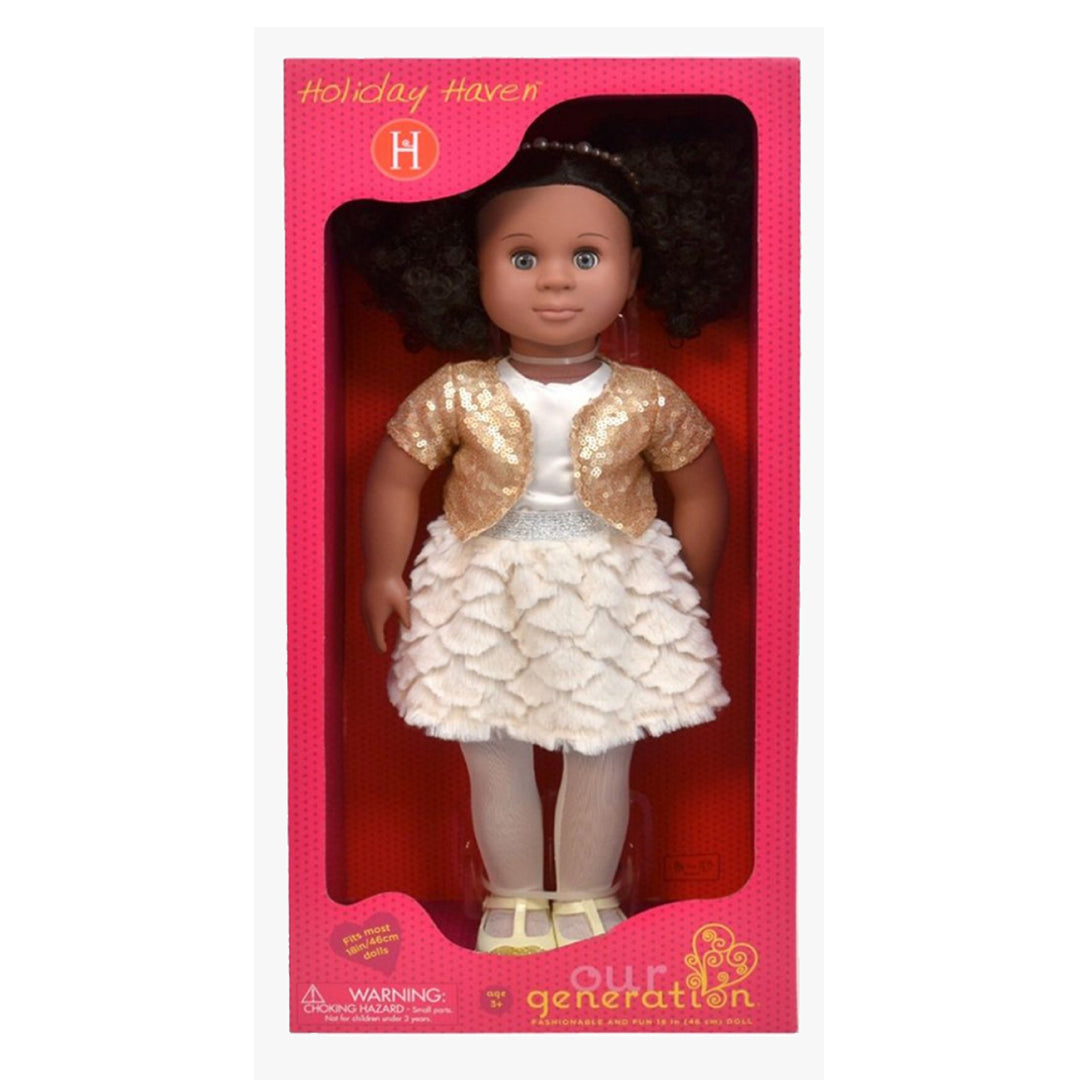 Buy Our Generation Doll with Dress & Gold Sequin Cardigan, Haven | Yallatoys.com