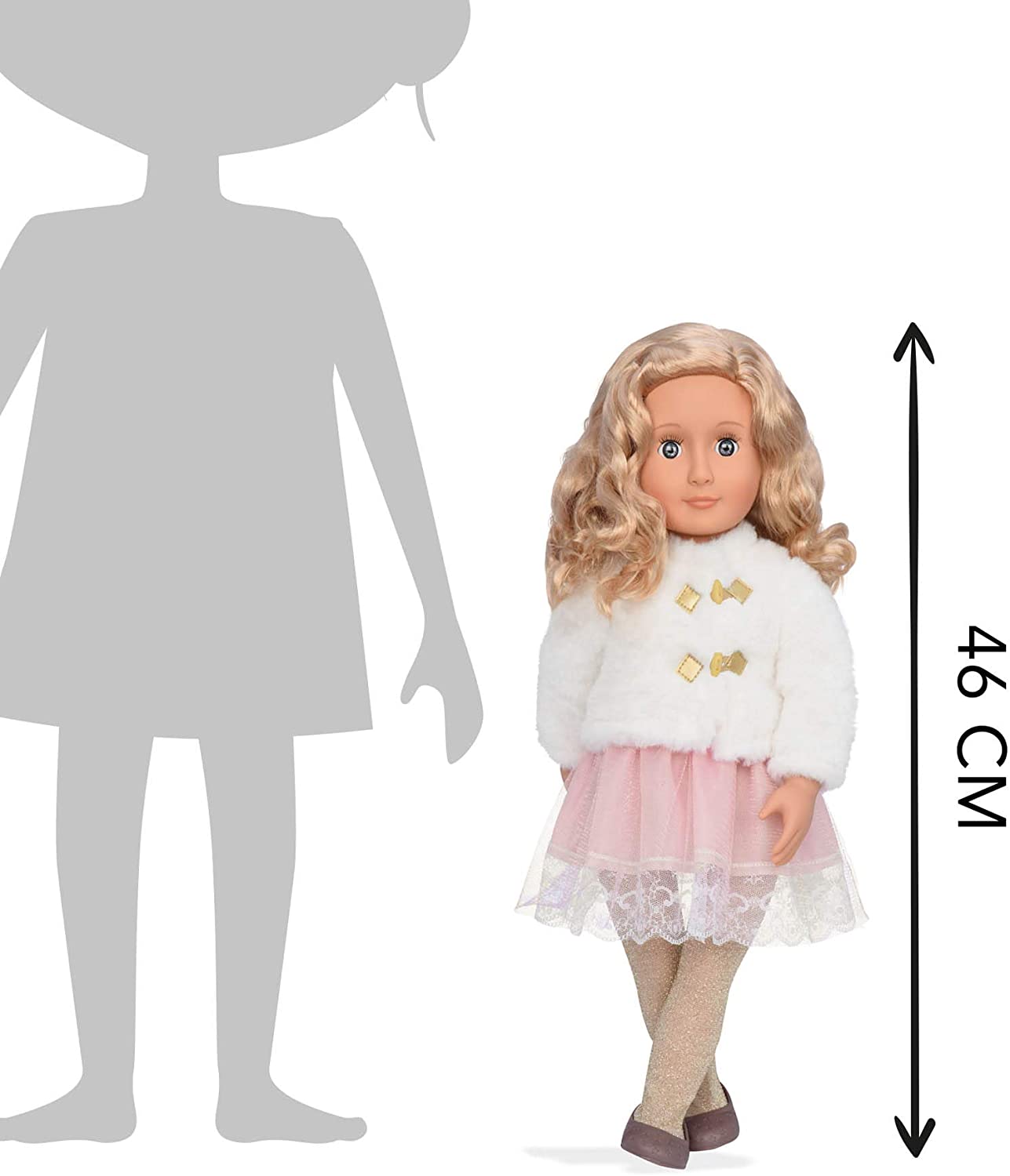 Buy Our Generation Doll With White Faux Fur Jacket Halia | Yallatoys.com