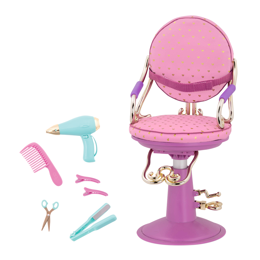 Buy Our Generation Doll Salon Chair Purple with Heart Pattern | Yallatoys.com