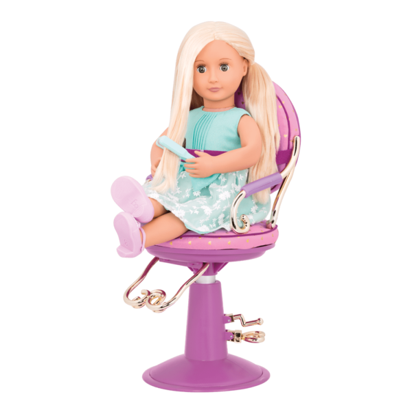 Buy Our Generation Doll Salon Chair Purple with Heart Pattern | Yallatoys.com