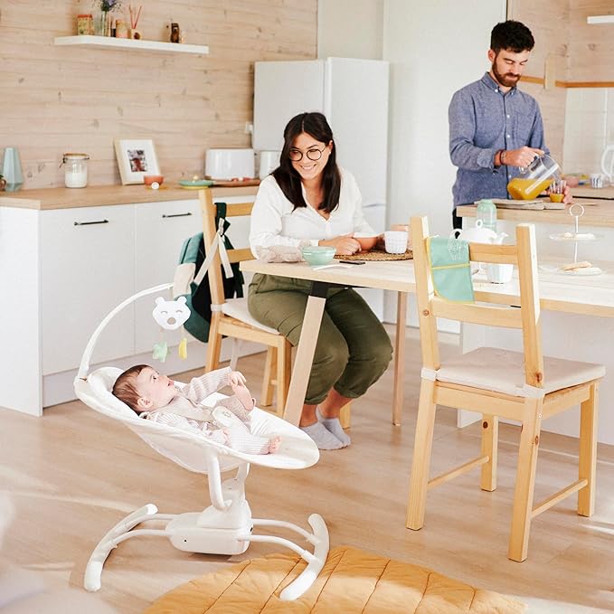 Badabulle Lateral Nursery Baby Swing with remote control Cream Badabulle Yallatoys