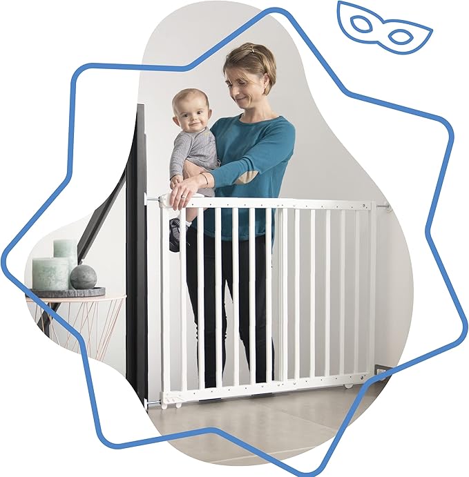 Badabulle Deco Pop White Wooden Extending Baby Gate Badabulle Yallatoys