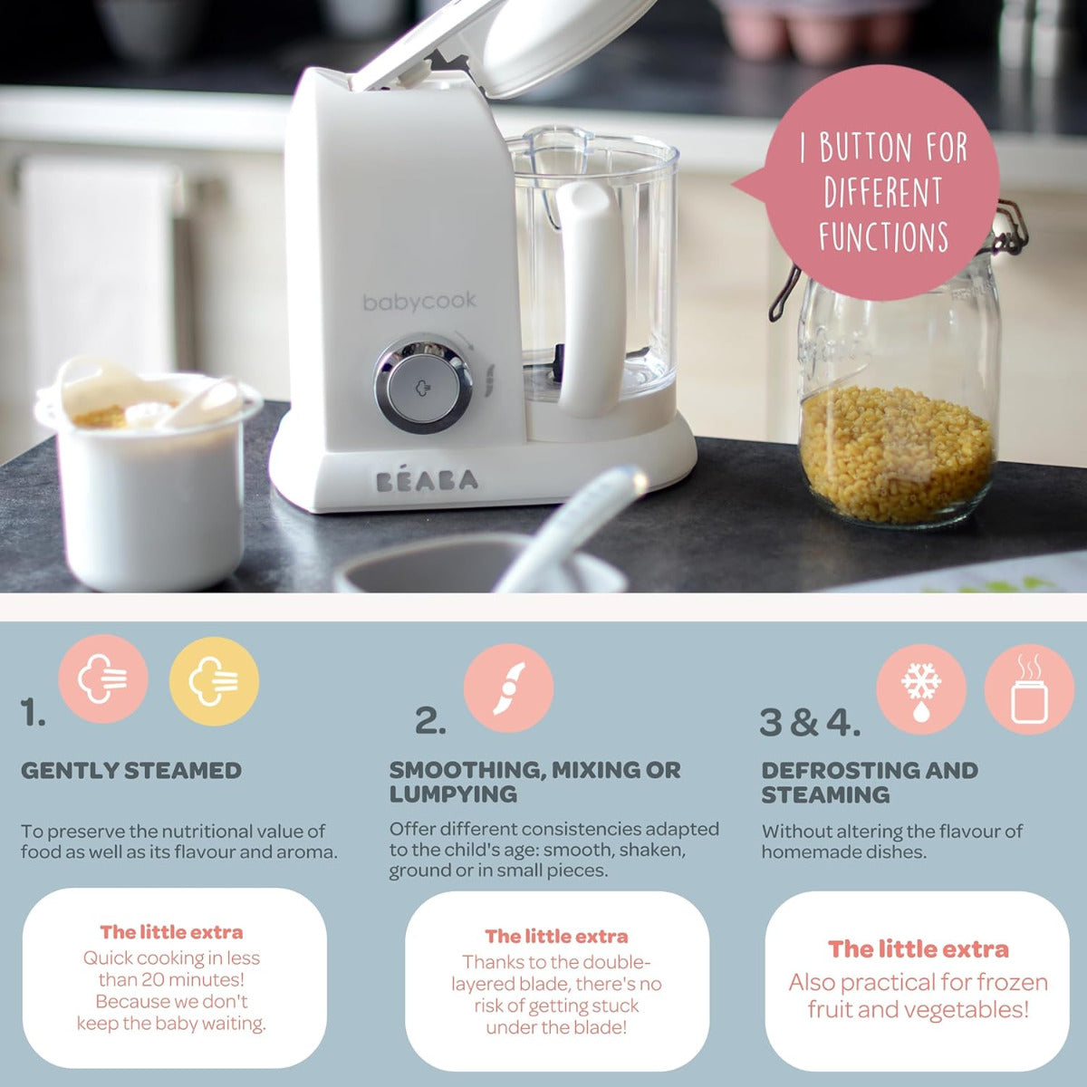 Beaba Baby cook Solo White & Silver Beaba Yallatoys