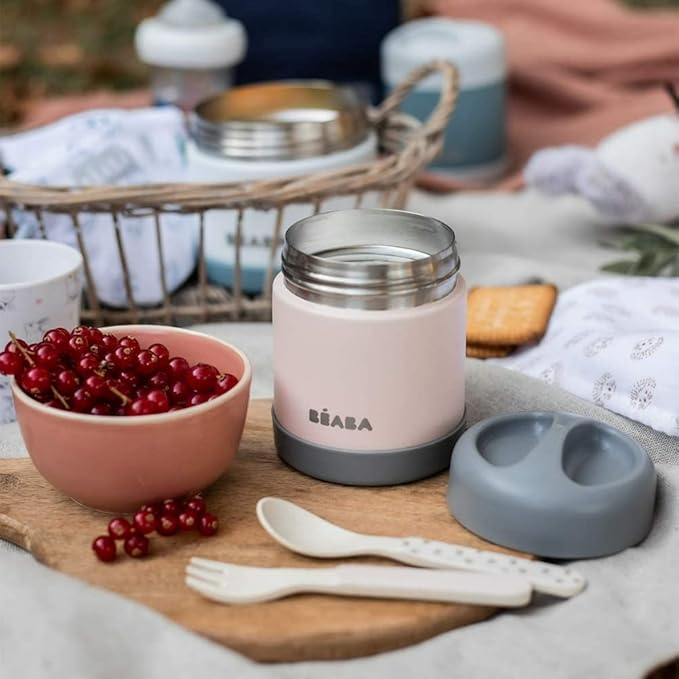 Beaba Thermo Portion Food Jar 300ml Dark Mist & Light Pink Beaba Yallatoys