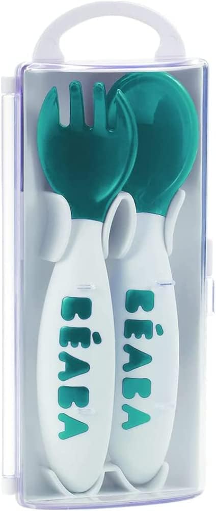 Beaba Training Fork And Spoon 2nd Age Windy Blue Beaba Yallatoys