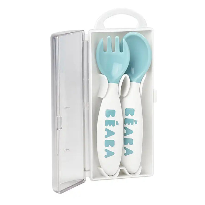Beaba Training Fork And Spoon 2nd Age Windy Blue Beaba Yallatoys