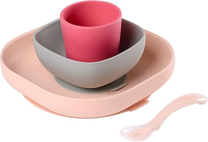 Beaba Silicone Meal Set Of 4 Pink Beaba Yallatoys