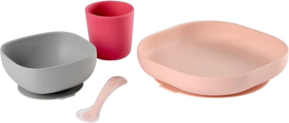 Beaba Silicone Meal Set Of 4 Pink Beaba Yallatoys