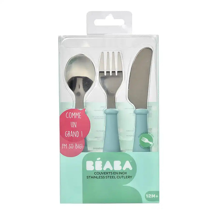 Beaba Stainless Steel Training Cutlery Airy Green Beaba Yallatoys