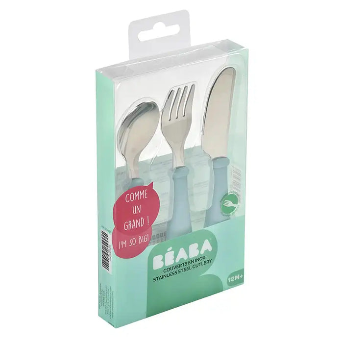 Beaba Stainless Steel Training Cutlery Airy Green Beaba Yallatoys