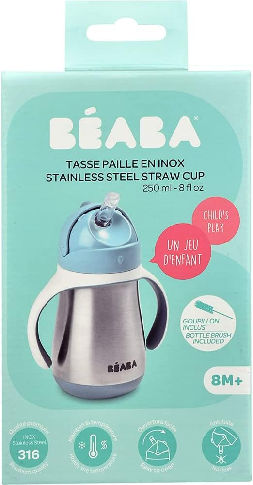Beaba Stainless Steel Straw Cup Windy Blue 250ml Beaba Yallatoys