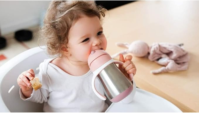 Beaba Stainless Steel Straw Cup Old Pink 250ml Beaba Yallatoys