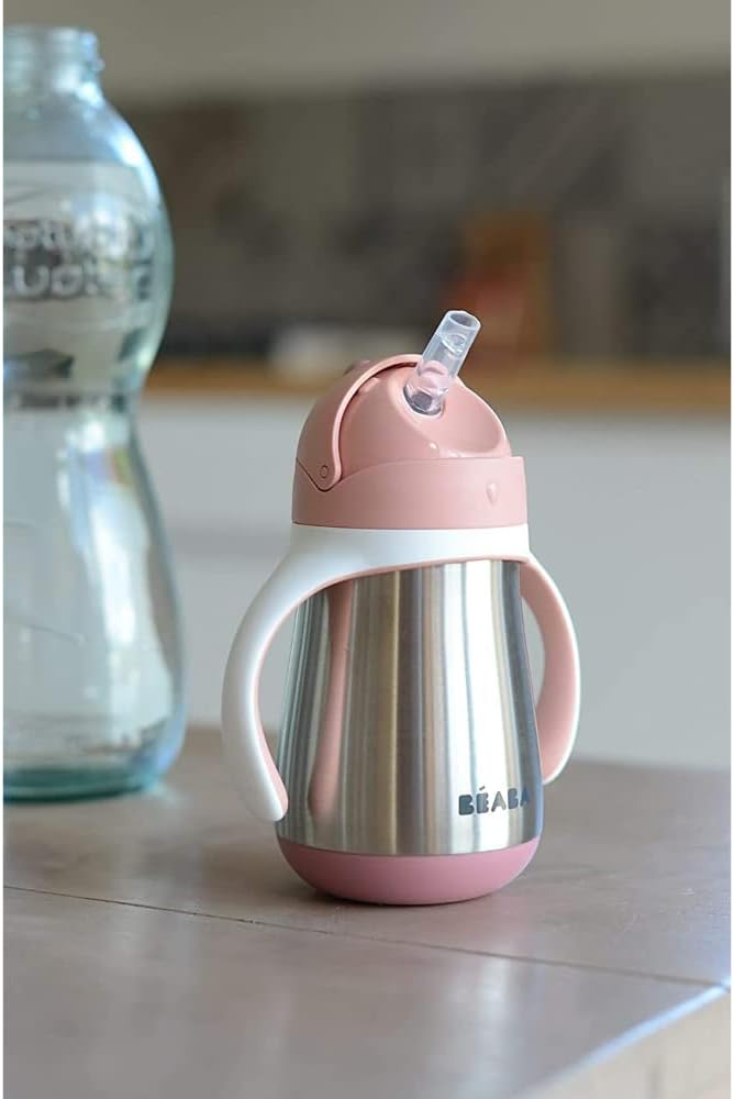 Beaba Stainless Steel Straw Cup Old Pink 250ml Beaba Yallatoys