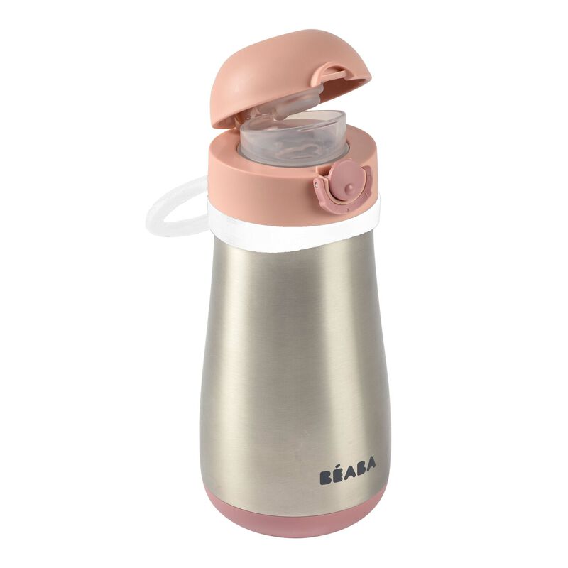 Beaba Stainless Steel Bottle  With Handle 350ml Old Pink Beaba Yallatoys