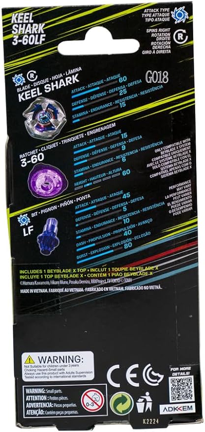 Buy Beyblade X Keel Shark 3 60lf Right Spinning Attack Type Top | Yallatoys.com