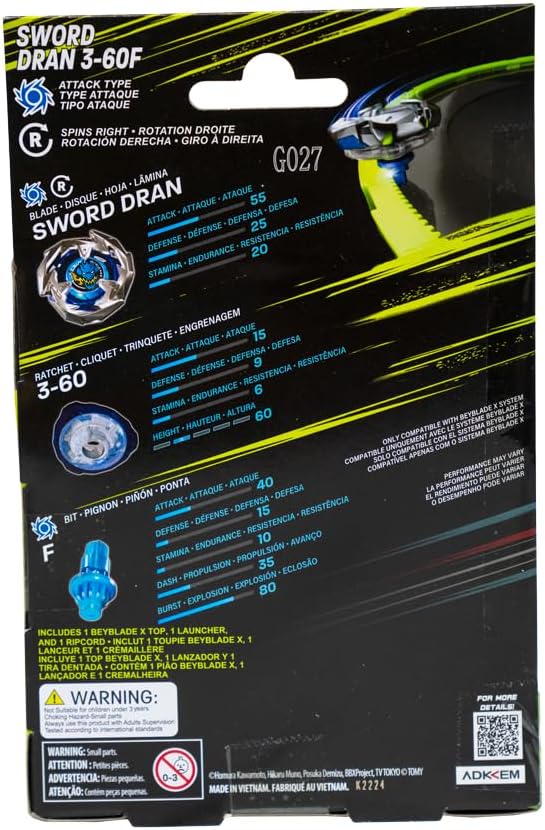 Buy Beyblade X Launcher Sword Dran 3 60f Right Spinning Attack Type Top And Launcher | Yallatoys.com