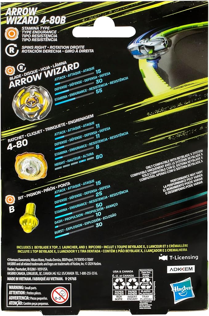 Buy Beyblade X Launcher Arrow Mysterious 4 80b Right Spinning Stamina Type Top And Launcher | Yallatoys.com