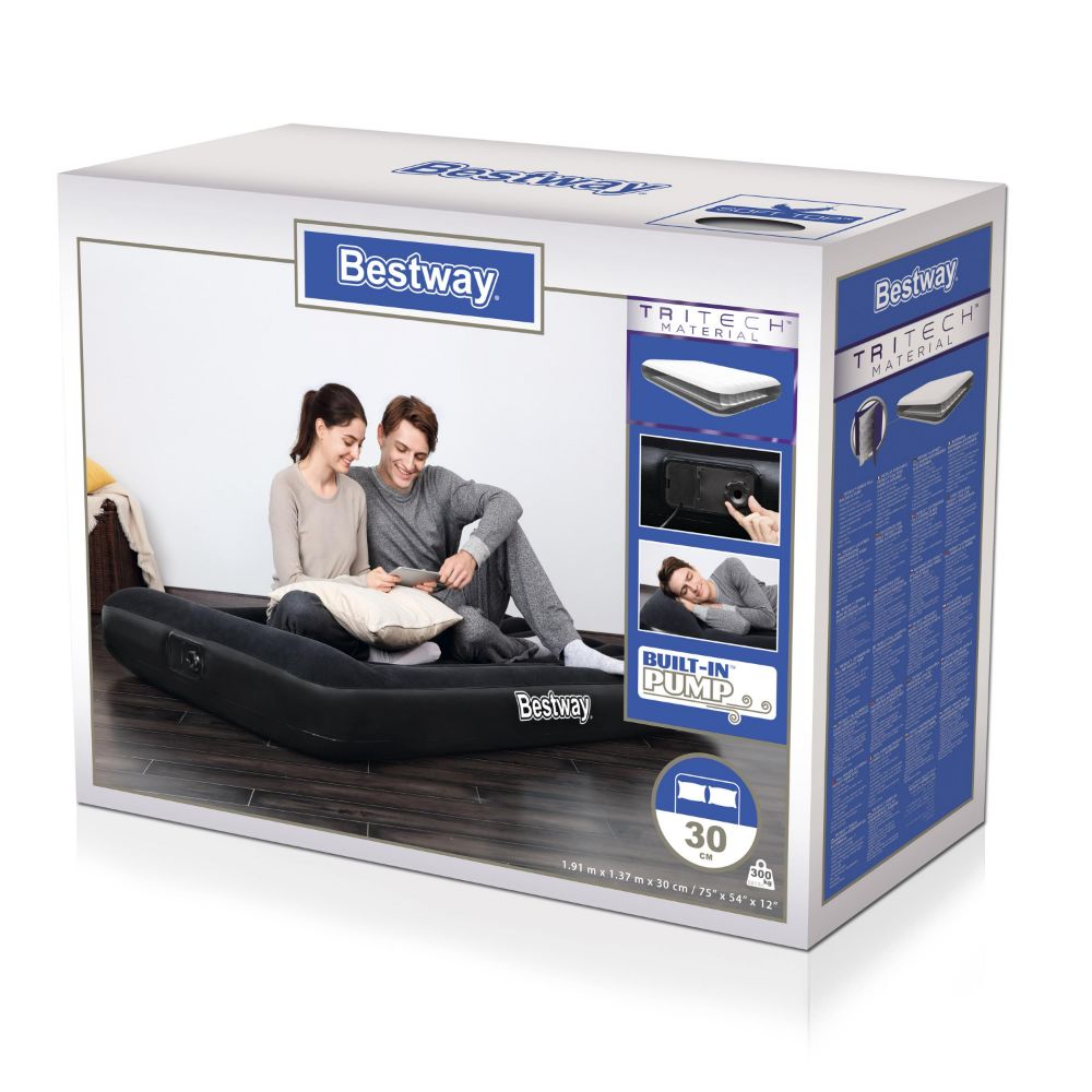 Buy Bestway Aeroluxe Airbed with Built-in AC pump 188 cm x 152 cm x 64 cm | Yallatoys.com