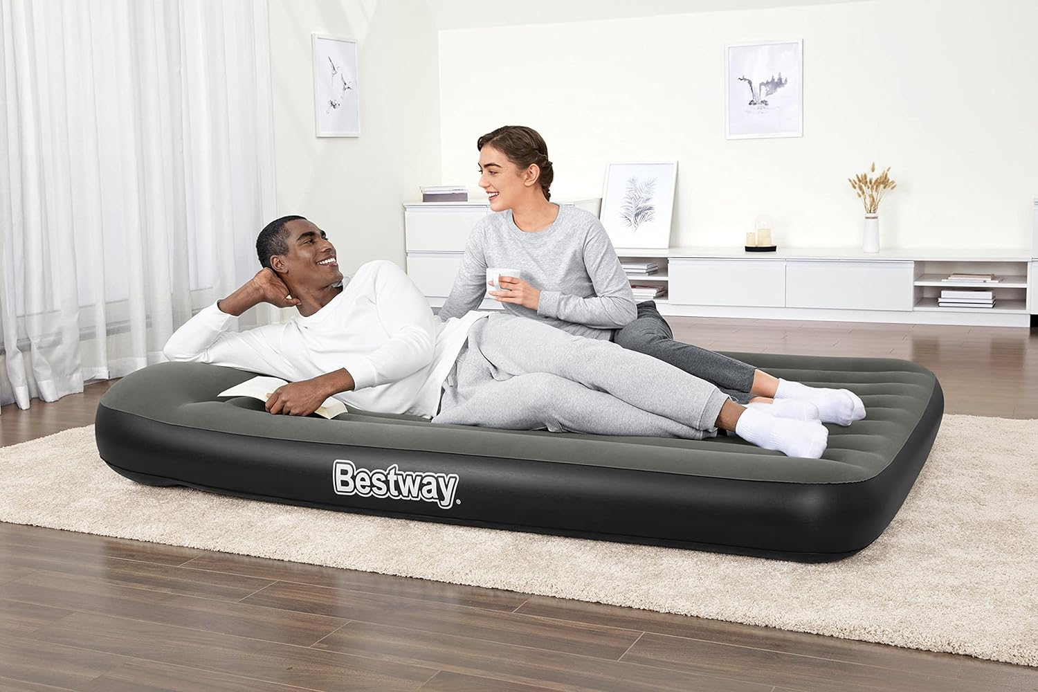 Buy Bestway Tritech Airbed Queen Built-In Battery Pump 188 cm x 152 cm x 99 cm | Yallatoys.com