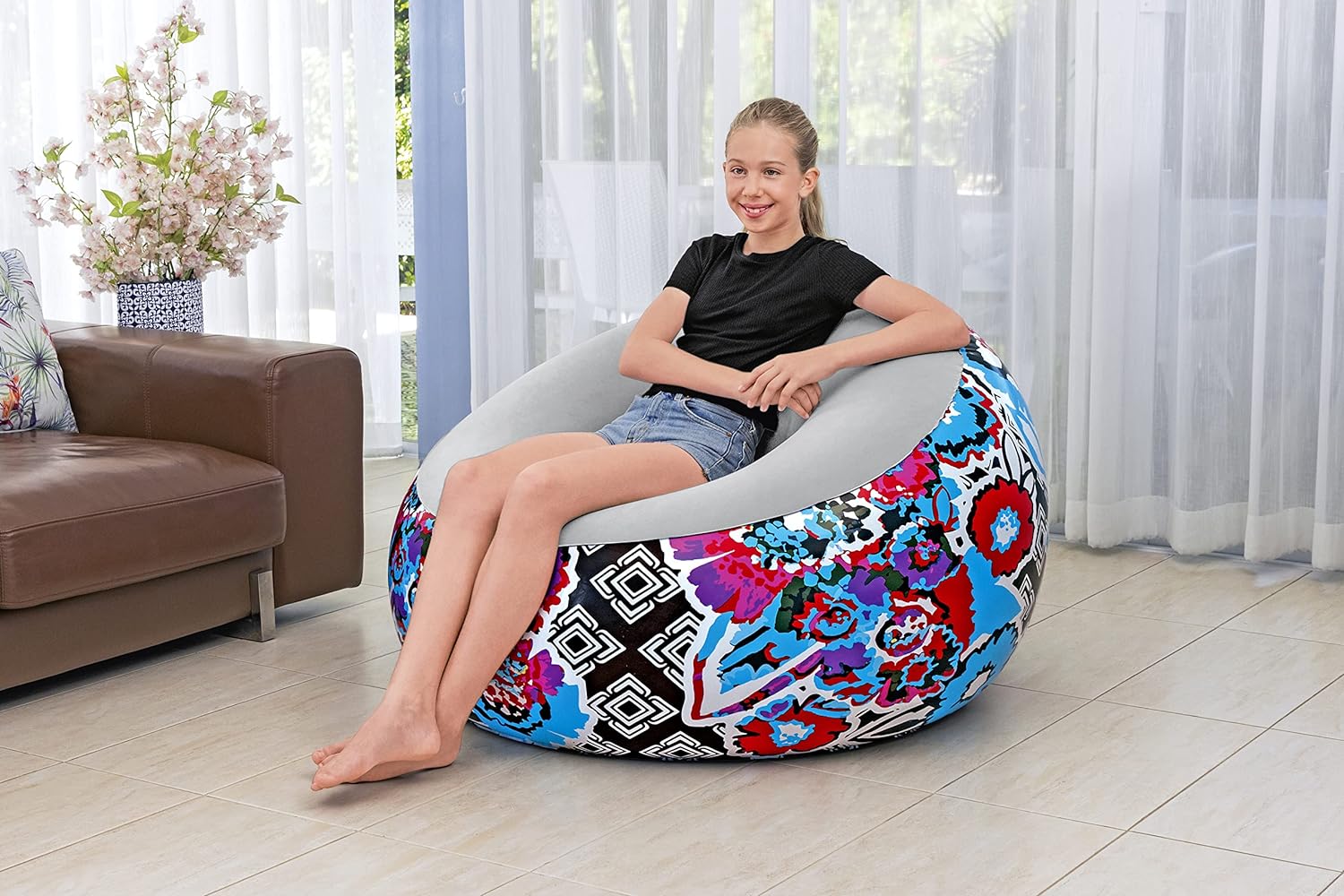 Buy Bestway Inflatable Air Chair Floral 112 cm x 112 cm x 66 cm | Yallatoys.com
