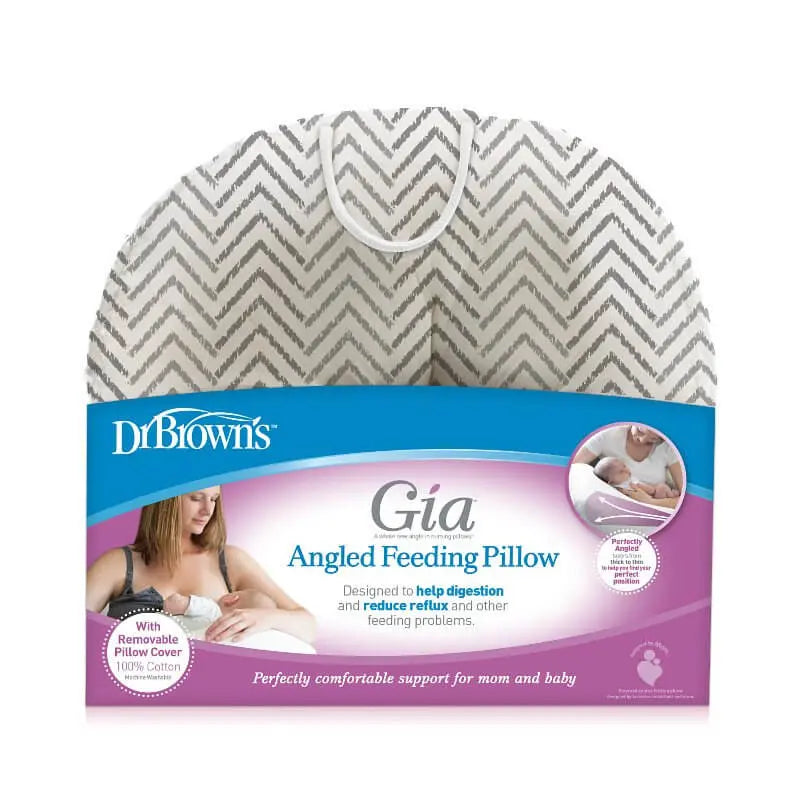Gia Angled Feeding Pillow, Gray Chevron Yallamomz Yallatoys