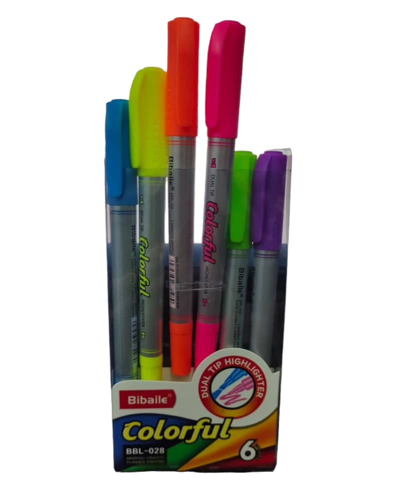 Buy Bibaile Dual Tip Highlighter 6 Pcs | Yallatoys.com