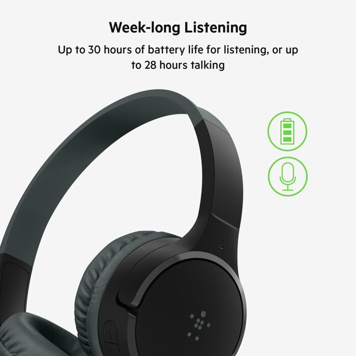 Buy Belkin SoundForm Mini Wireless On Ear Headphones for Kids Black | Yallatoys.com