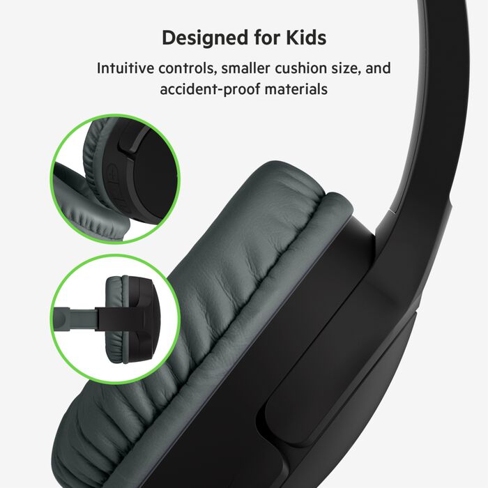 Buy Belkin SoundForm Mini Wireless On Ear Headphones for Kids Black | Yallatoys.com