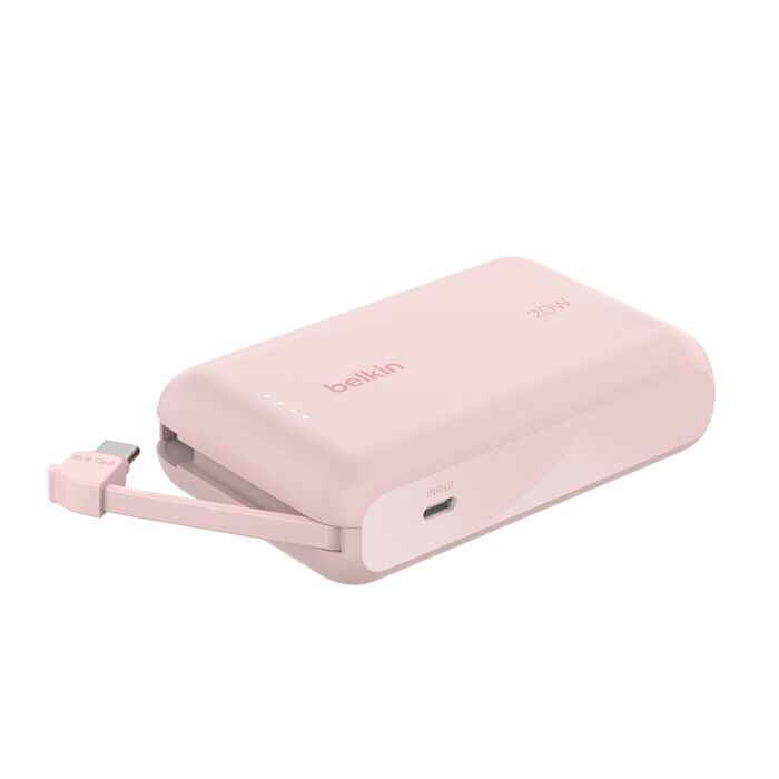 Buy BoostCharge Power Bank 10K with Integrated Cable Pink | Yallatoys.com