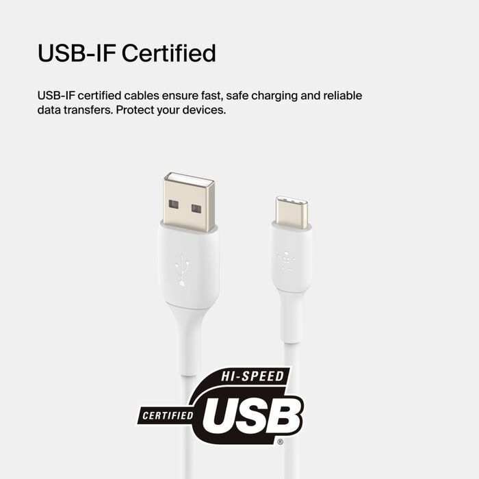 Buy Belkin BoostCharge USB-C to USB-A Cable 1M White | Yallatoys.com